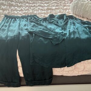 Free people Emerald Satin pajamas set